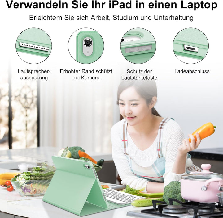 Hülle Tastatur für iPad A16 11/10 Generation (2025/2022) 11/10.9 Zoll mit QWERTZ Deutsche Bluetooth