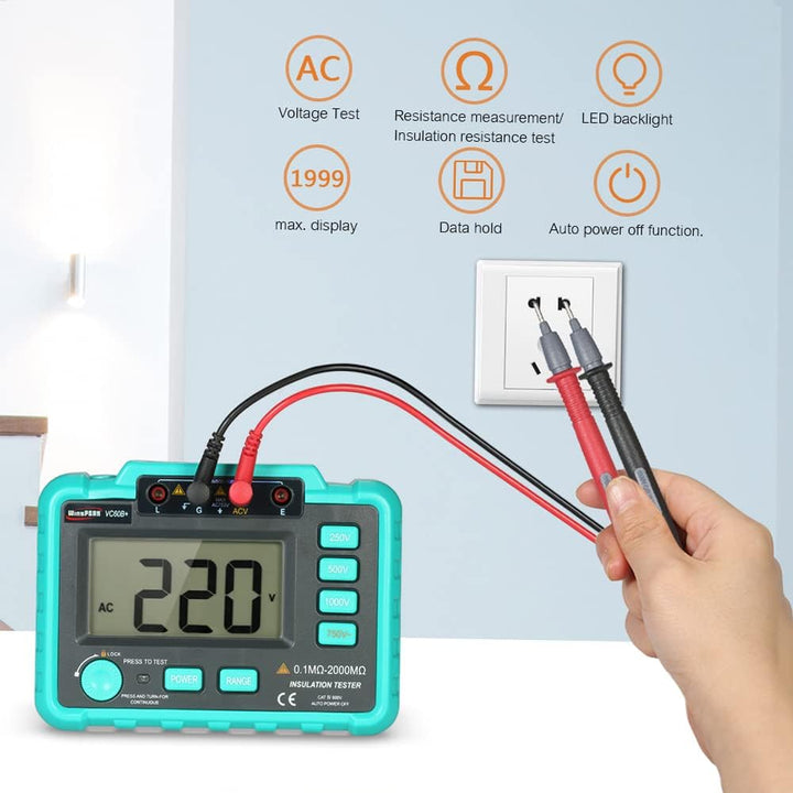 VISLONE VC60B+ LCD Digital Insulation Resistance Tester Megohm Meter Megohmmeter DC250V/500V/1000V A
