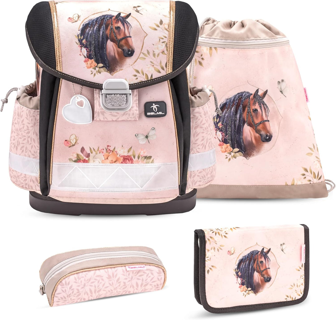 Belmil 403-13/AG/S Schulranzen Set 4 - teilig (Horse Chestnut)