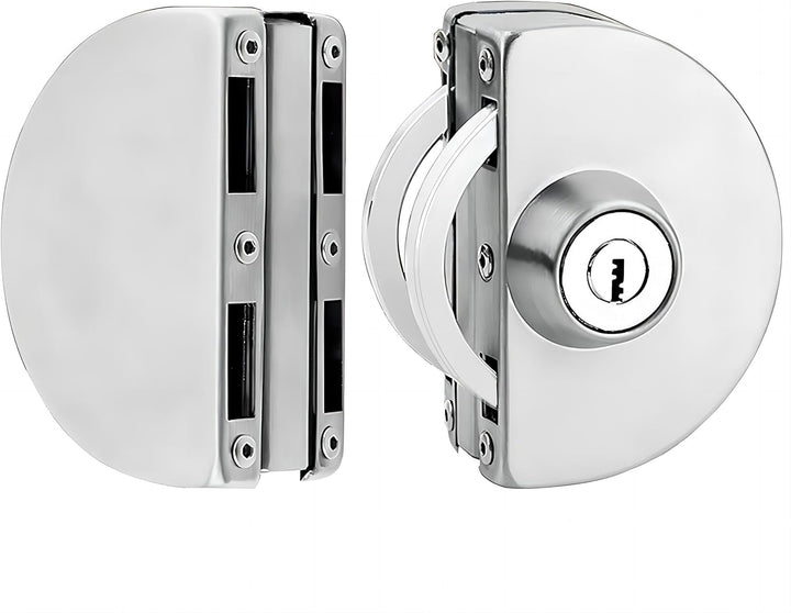 Qrity Edelstahl Glastürschloss mit Schlüssel Öffnen/Schliessen für 10-12 mm Glas Dickes Büro, Zuhaus