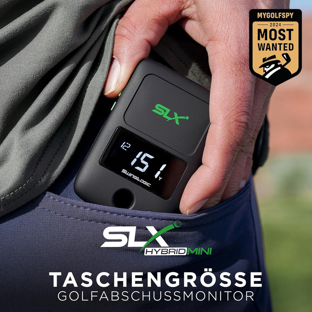 Second Chance Swing Logic SLX Hybrid Mini – Tragbarer Golf-Launch-Monitor mit Ball- & Schlägerdaten,