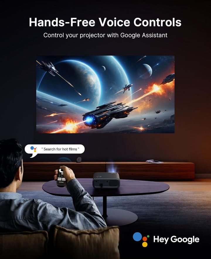 NexiGo PJ40 Pro Google TV Projektor, Native 1080p, 4K Unterstützung, KI-Bildverbesserung, 800 ANSI L