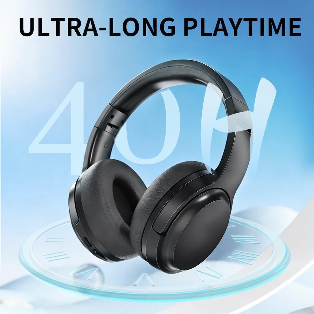 Kabelloser Bluetooth Over-Ear-Kopfhörer, On-Ear-Kopfhörer Mit Mikrofon, Bis Zu 40 Stunden Akkulaufze