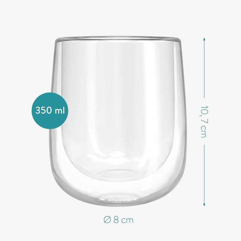 Navaris 4x doppelwandige Gläser 450ml - Thermogläser für Cappuccino Latte Macchiato Tee Wasser Cola
