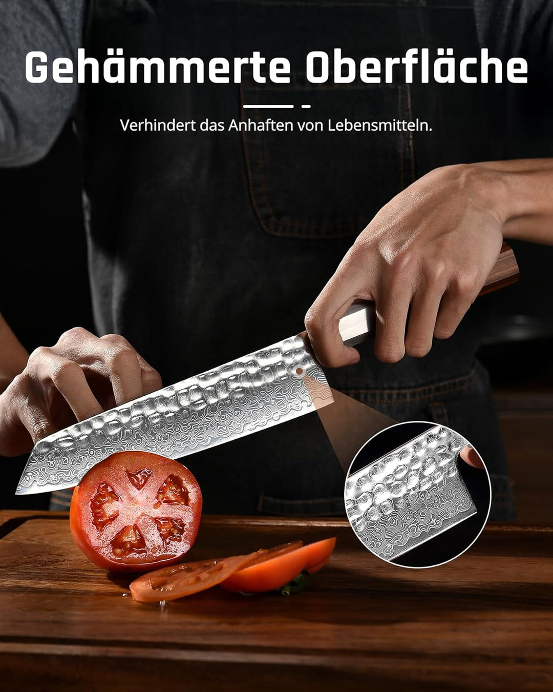 YOTSUBA Damastmesser Kochmesser, Profi Küchenmesser Messer Klingenlänge 20 cm Chefmesser Allzweckmes