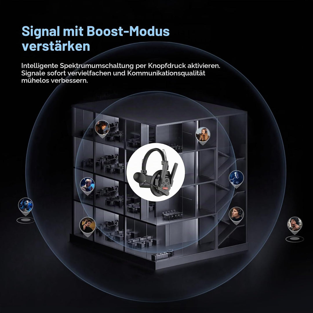 SYNCO Xtalk Xpro9 Intercom-Headset-System, Kommunikations-Headset 2,4 GHz, 1640 Fuss / 500 m Reichwe