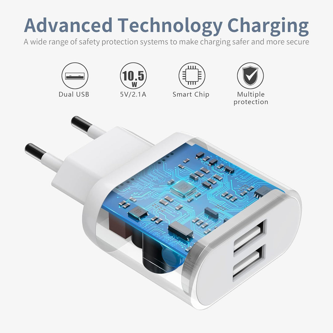 iPhone Ladekabel, USB Ladegerät, Kabel 2M 5V 2.1A für iPhone 11ProMax XR X XS 8 7 6 6S SE 5S 5C Plus