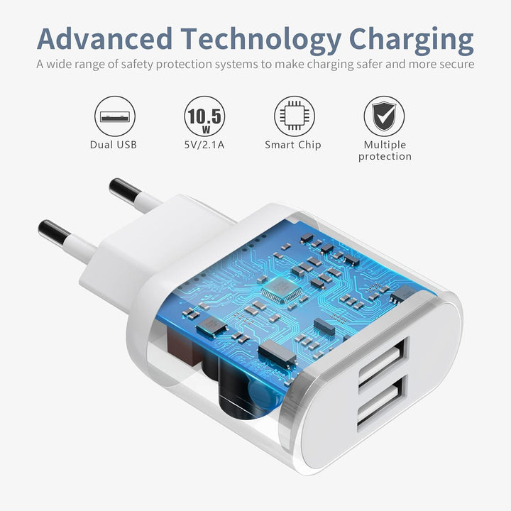 iPhone Ladekabel, USB Ladegerät, Kabel 2M 5V 2.1A für iPhone 11ProMax XR X XS 8 7 6 6S SE 5S 5C Plus