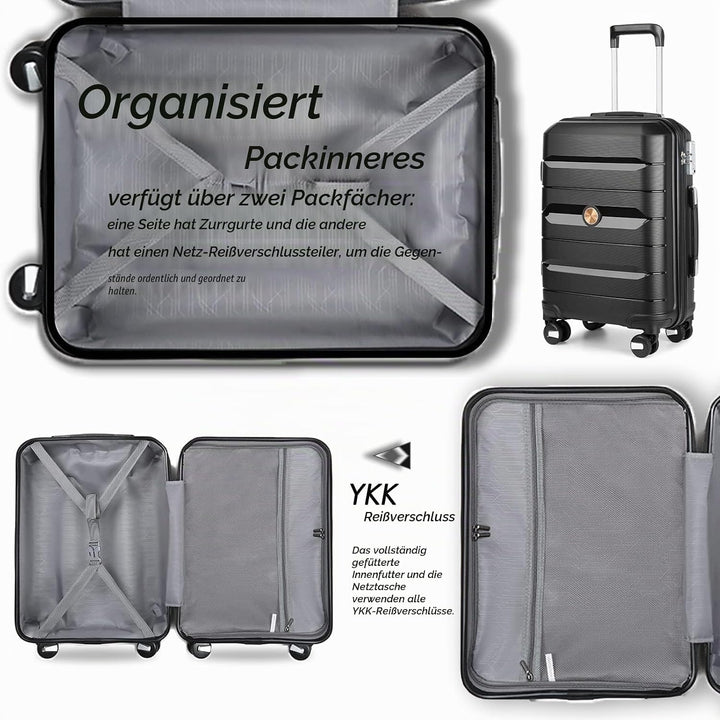 Sea choice Hartschalenkoffer Set 4 Teilig S/M/L/XL Rollkoffer Handgepäck 100% PP Reisekoffer mit 360