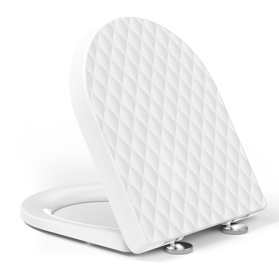YEAUPE PRO Toilettendeckel mit Absenkautomatik D Form [KURZ] - 43,5×36,2 cm | WC Sitz mit Schnellver