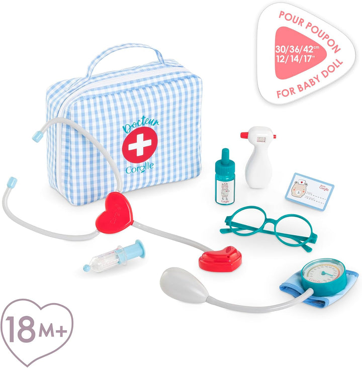 Corolle - Koffer Doktor und Zubehör, 8 Zubehörteile, für Puppen 30 cm, ab 18 Monaten, 9000111140