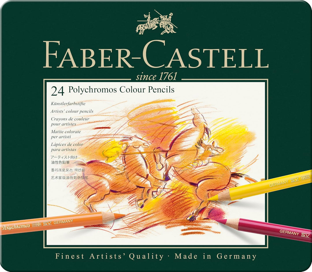 Faber-Castell 110024 - Künstlerfarbstift, 24 Polychromos Metalletui Metalletui 24-teilig, Metalletui