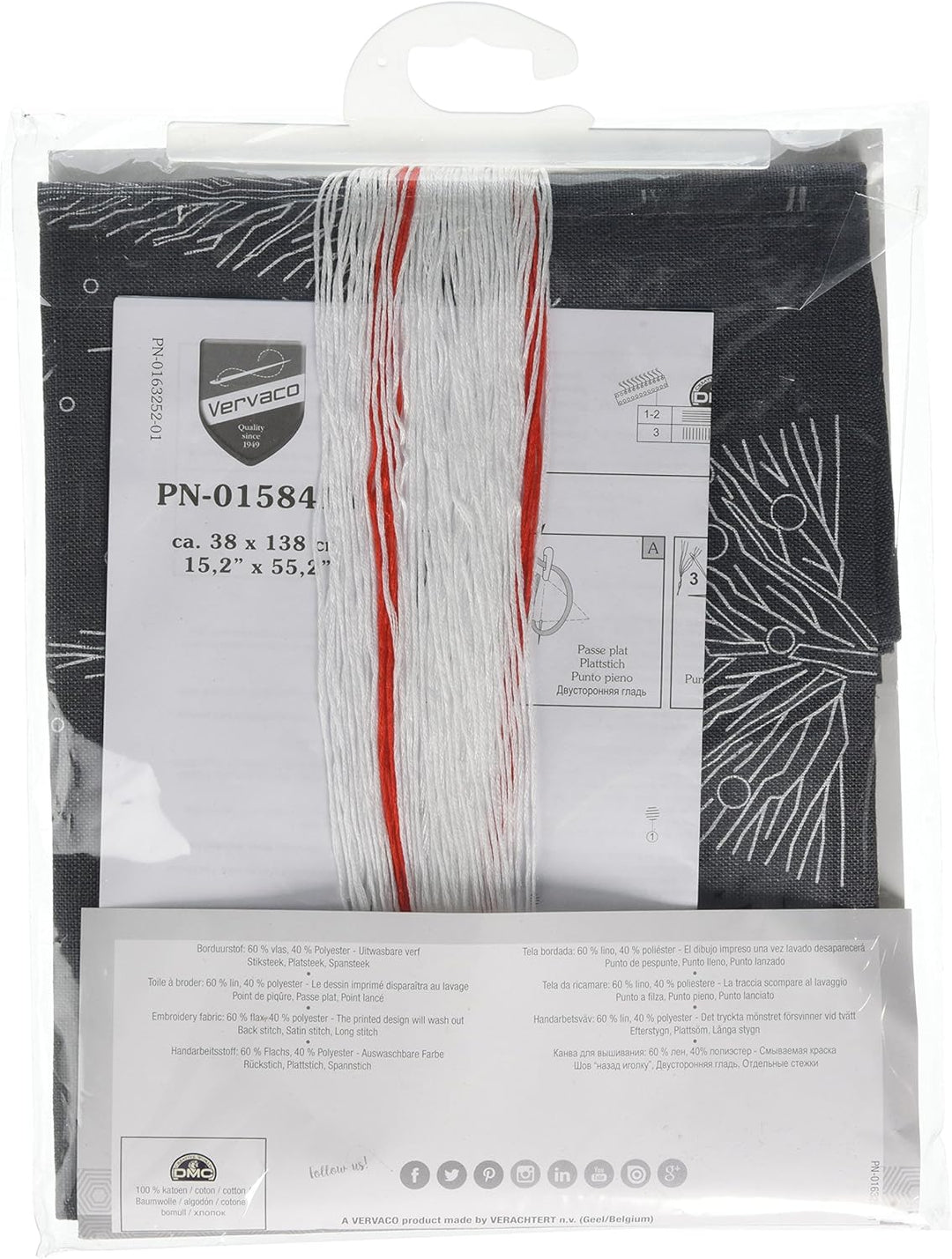 Vervaco Bedruckter Langer Läufer Weihnachtsbäume Stickpackung, Baumwolle, Weiss, 40 x 100 x 0,30 cm