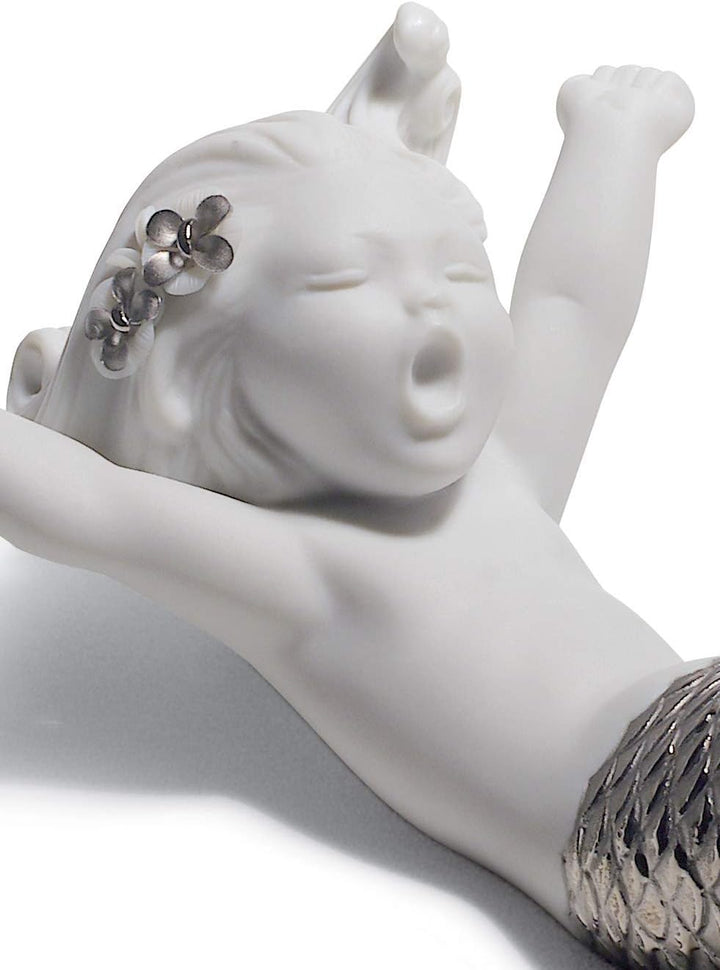 LLADRÓ Meerjungfrau-Figur Erwachen Am Meer. Silber. Meerjungfrau. Porzellan.