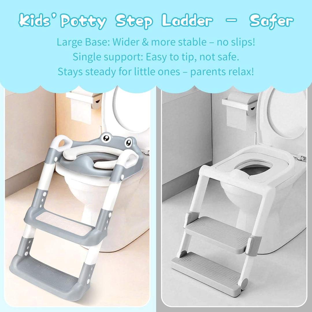 Toilettensitz Kinder mit Treppe, Toilettentrainer für Kinder, 2 IN 1 Toilettentrainer mit Treppe für