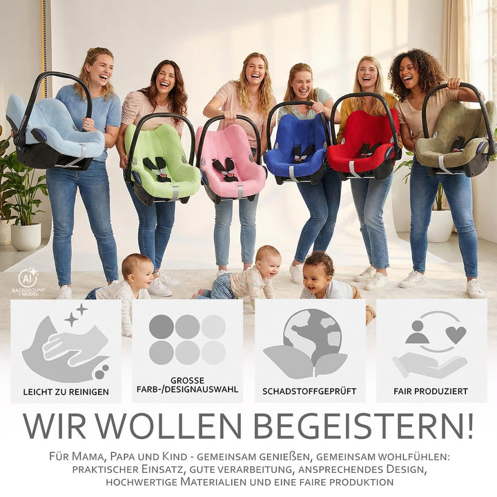 Frottee Sommerbezug [Schonbezug für Babyschale] Autositz kompatibel mit Maxi Cosi Cabrio Fix + GRATI