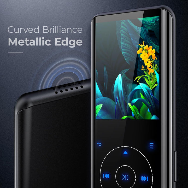 Metallgehäuse 32GB MP3 Player Bluetooth 5.3 mit 2,4 Zoll Display & gebogenem Design, HiFi Sound, Tou