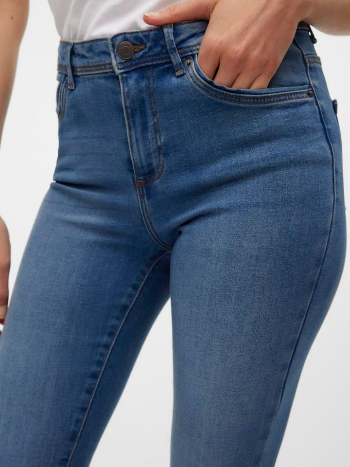 VERO MODA Damen VMTANYA MR S Piping Jeans VI207 GA 10225234 XXS / 30L Medium Blue Denim, XXS / 30L M