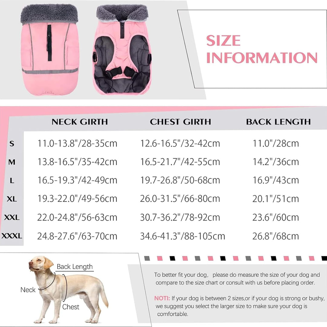QBLEEV Hundewintermantel, warm, reflektierende Hundejacke, Rollkragen, wasserdicht, für kaltes Wette