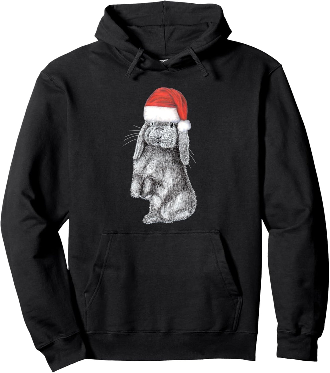 Bunny Rabbit trägt Santa Hat Pullover Hoodie
