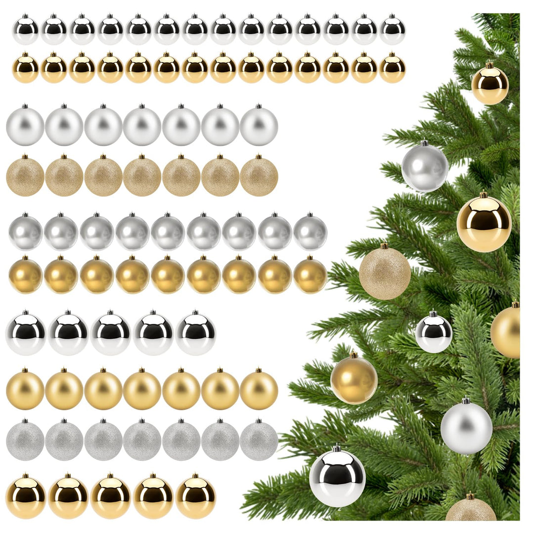 com-four® 84x Weihnachtskugeln, Christbaumkugeln bruchsicher aus Kunststoff für Weihnachten, Baumsch