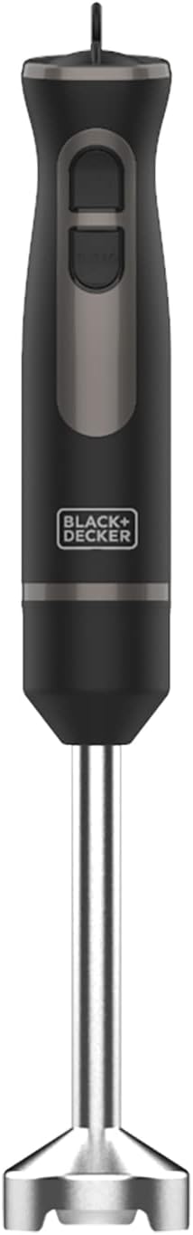 BLACK+DECKER BXHBA600E Stabmixer, 3 Zubehörteile, 600 W, Edelstahl, Kunststoff, 20 Geschwindigkeiten