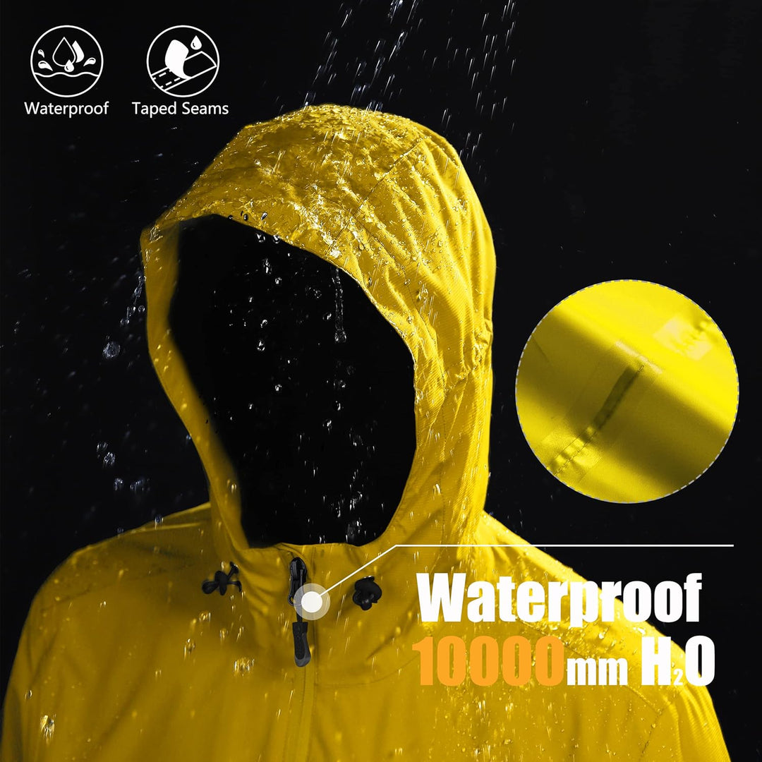 33,000ft Regenjacke Herren Wasserdicht Outdoorjacke Leichte Freizeitjacke Packbare Windjacke Fahrrad