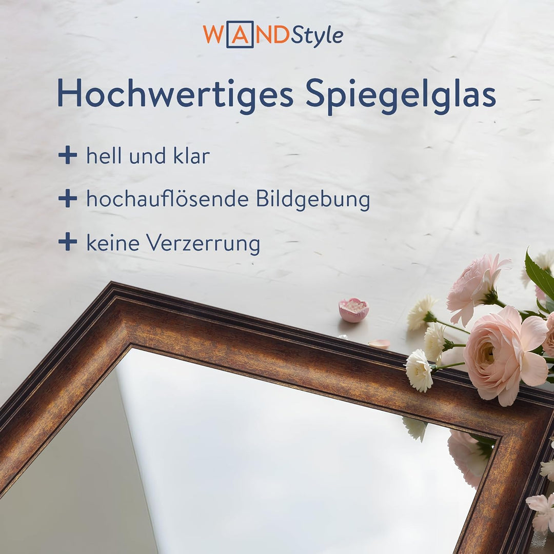 WANDStyle Spiegel Barock und Antik Stil I Aussenmass ca. 60 x 75 cm I Farbe Bronze I bronzener Wands