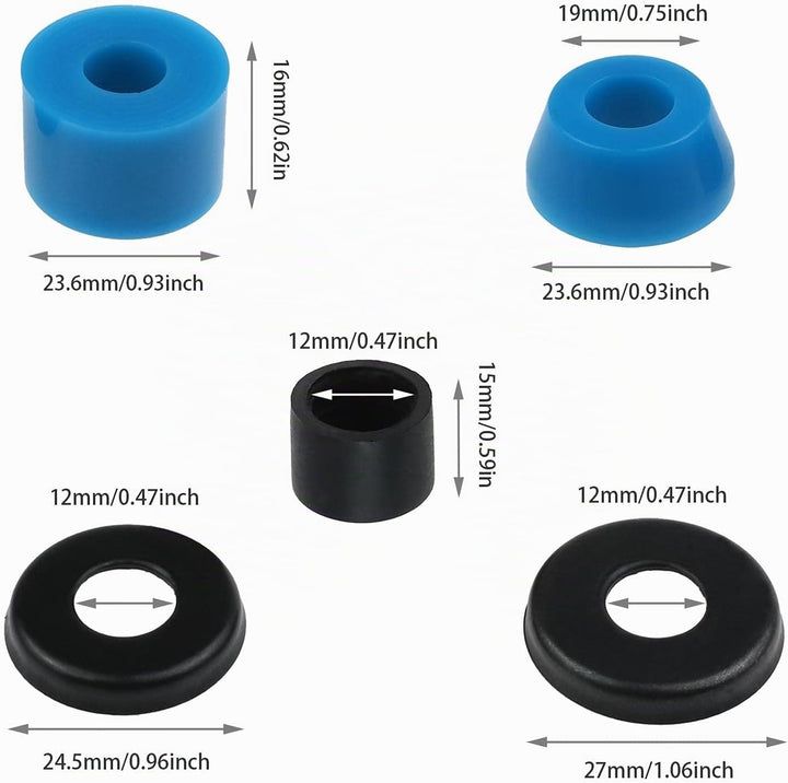 3 Sätze Skateboard Bushings langes Skateboard Truck Bushings Unterlegscheiben Stossdämpfer