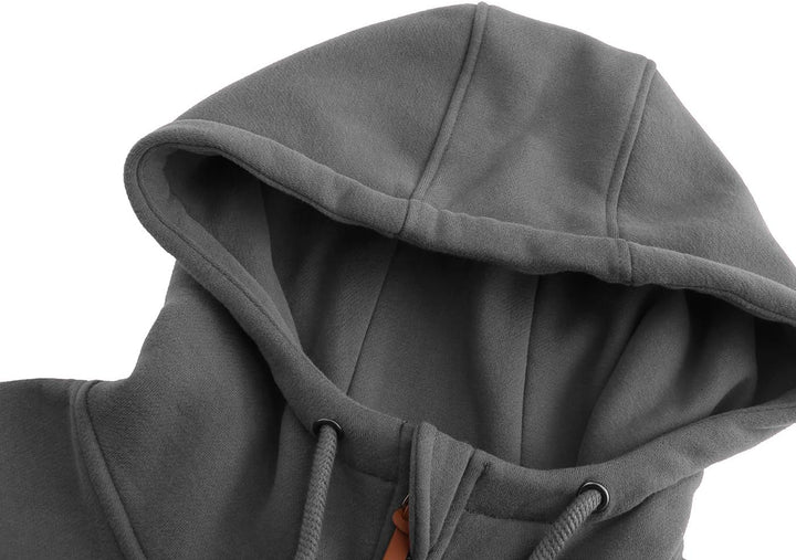 TrendiMax Damen Sweatjacke Kapuzenpullover Zip Hoodie Kapuzenjacke Winter Sweatshirt Jacke L Grau, L