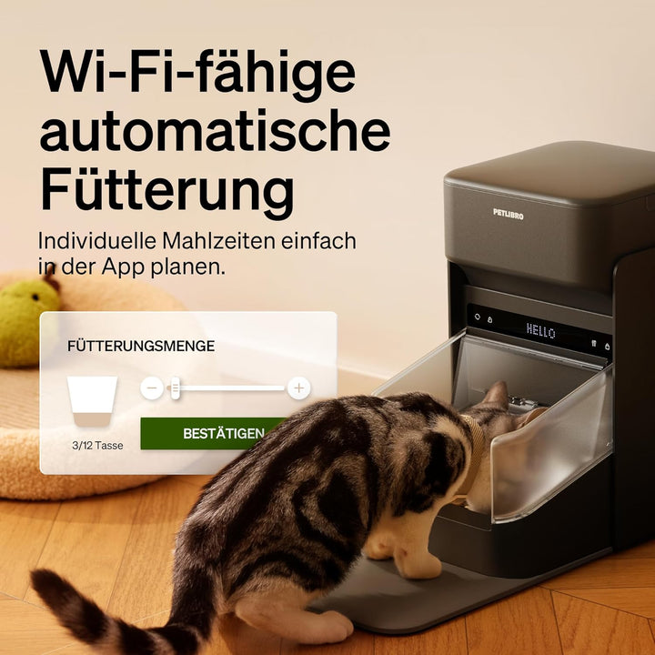 PETLIBRO Futterautomat Katze RFID, 5G Wi-Fi Katzenfutter Automat, Futterspender Katze mit Collar-Tag