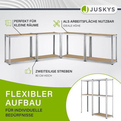Juskys 2er-Set Lagerregal Easy 2X 160x80x40cm (HxBxT) | 640kg Traglast | 8 Böden | Metall Schwerlast