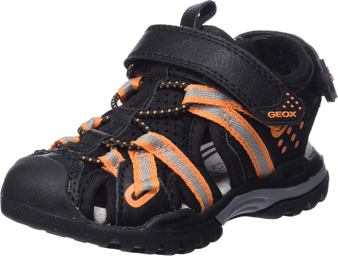 Geox Jungen J Borealis Boy Sandal, 28 EU Black Orange