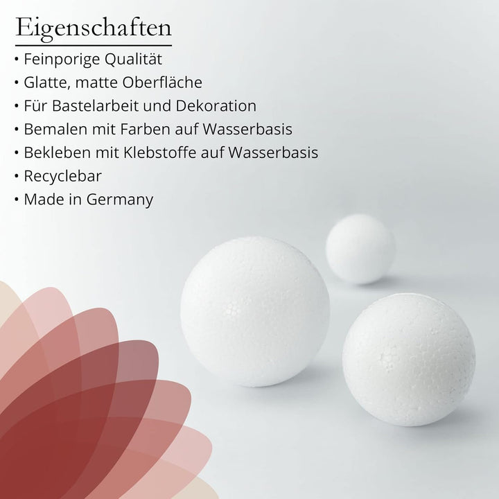 MCE-Commerce A3099320 Styropor Kugel Mix 20 St. In 4 Grössen 2x10cm 4x8cm 6x7cm 8x6cm, Weiss (Packun