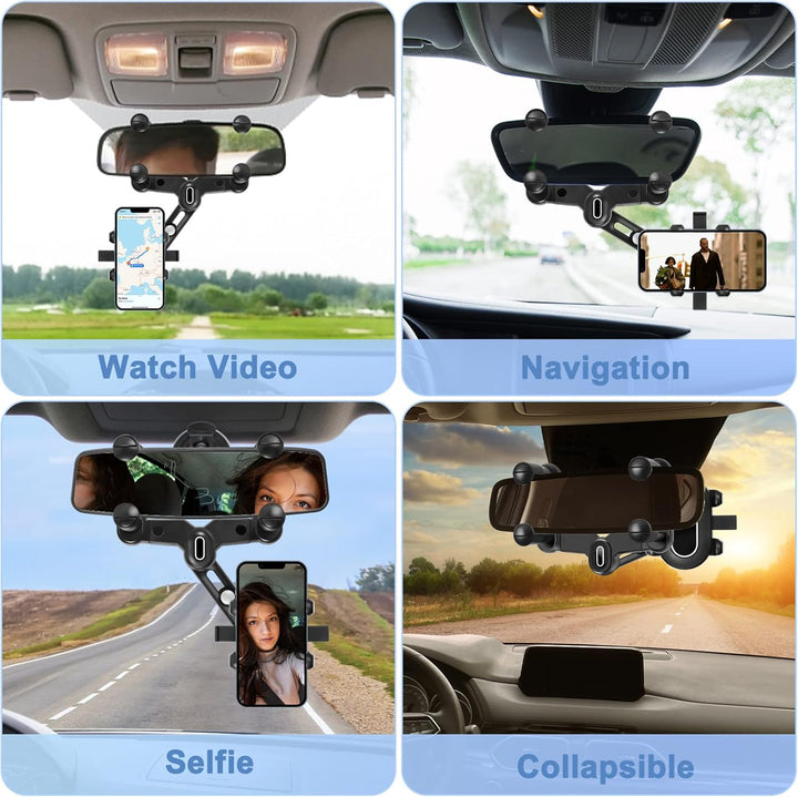 LURICO Handyhalterung Auto Rückspiegel, Rückspiegel Telefonhalter, Universal 360 ° Drehbarer und Ein