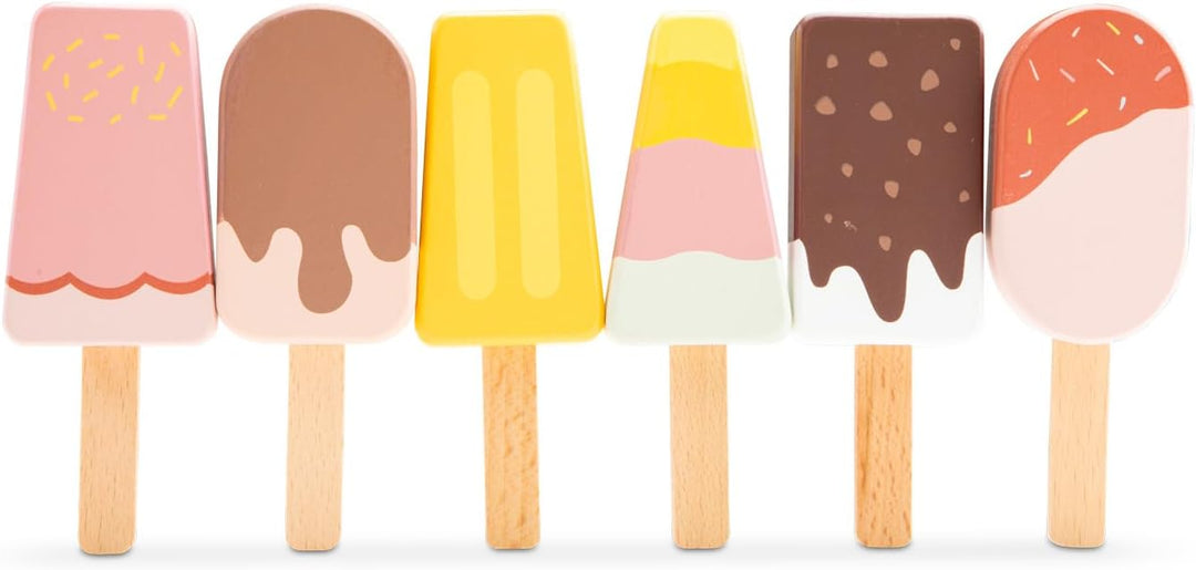 Woet® Holzspielzeug Eisstand für Kleinkinder – Spiellebensmittel Set mit Holzständer und 6 EIS am St