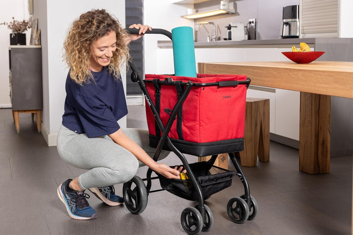 Carlett - Cube S | Faltbarer Einkaufswagen mit Abnehmbarer Tasche | Korb lässt Sich in eine Handtasc