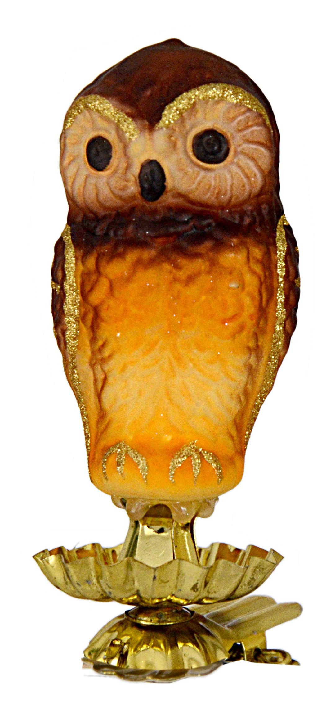 Christbaumschmuck Glaseule Natur auf Clip