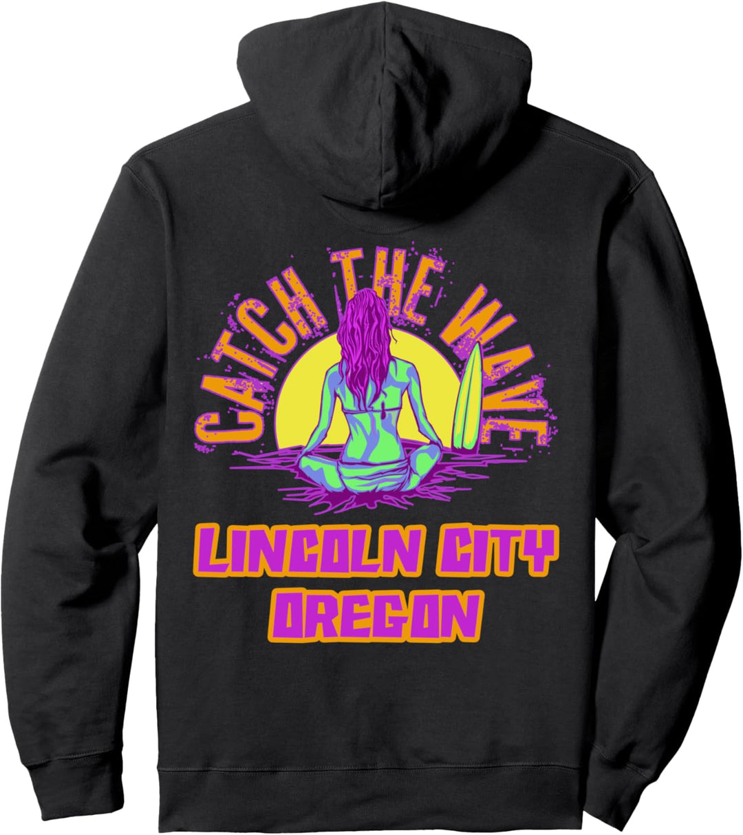 Lincoln City Oregon Shirt Surfen Vaporwave Aesthetic Beach Pullover Hoodie