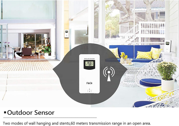 ALLOMN Wetterstationen Kabellos mit Innen Aussen Sensor, LCD-Digitalwetterstation mit Alarm/Temperat