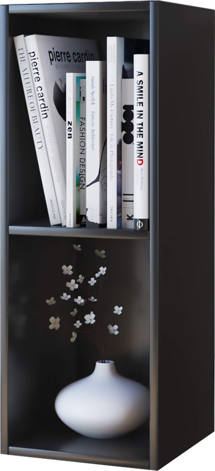 VCM Holz CD DVD Stand Aufbewahrung Standregal Bücherregal Deko Regal Mendas 2 Fächer Schwarz, Schwar