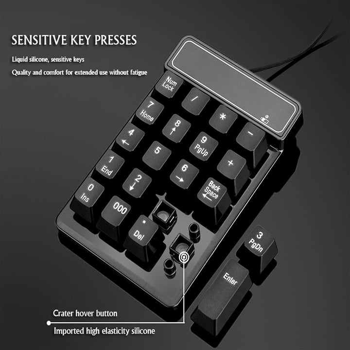 Bewinner Wired Numeric Keypad, 19 Tasten Portable Slim Spritzwassergeschützter wasserdichter Nummern