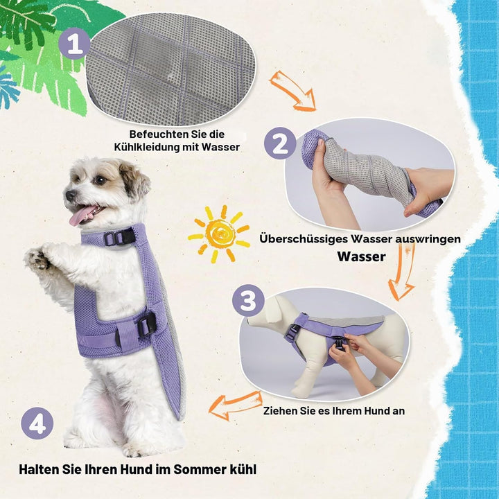 Kühlweste Hund, Sommer Kühlgeschirr für Hunde mit D-Ringe, Sonnenschutz Hund Kühlmantel, Kühlendes H