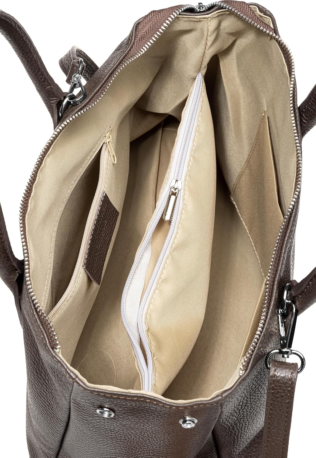 Caspar TL812 klassisch elegante Damen Leder Handtasche Einheitsgrösse Dunkelbraun, Einheitsgrösse Du