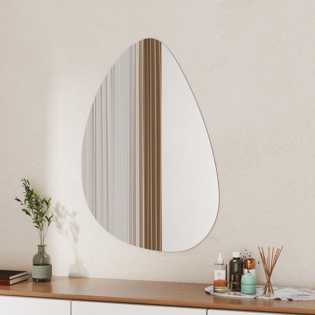 Boromal Spiegel Asymmetrischer 65x90cm Organischer Asymmetrischer Spiegel Badspiegel Asymmetrischer
