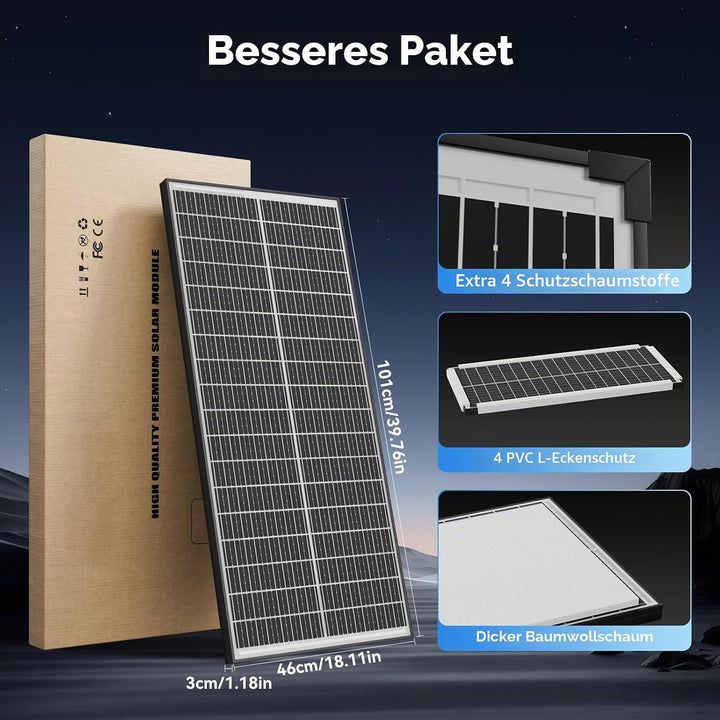 18BB 100Watt Solarpanel, N-Type 12 V 100 W Solarmodul, 25% Hocheffiziente Monokristalline PV-Module,