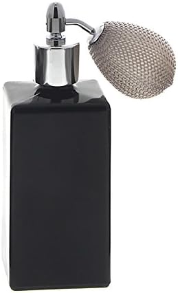 Schwarzer Glas-Flakon mit silberner Ballpumpe, 100ml Kosmetex Parfüm-Zerstäuber, leer, Ballp. Silber