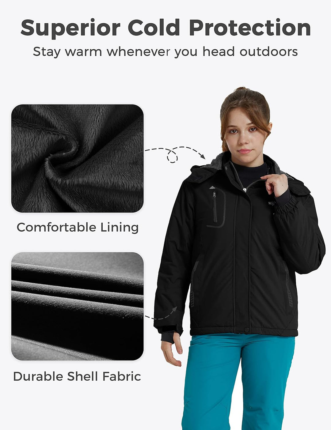 Wantdo Mädchen Berg Ski Jacke Warmer Winter Fleece Mäntel Wasserdichter Atmungsaktive RegenMäntel Ou