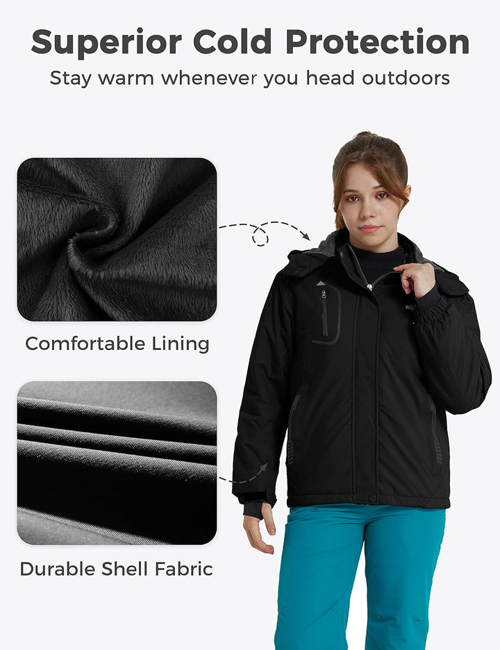 Wantdo Mädchen Berg Ski Jacke Warmer Winter Fleece Mäntel Wasserdichter Atmungsaktive RegenMäntel Ou