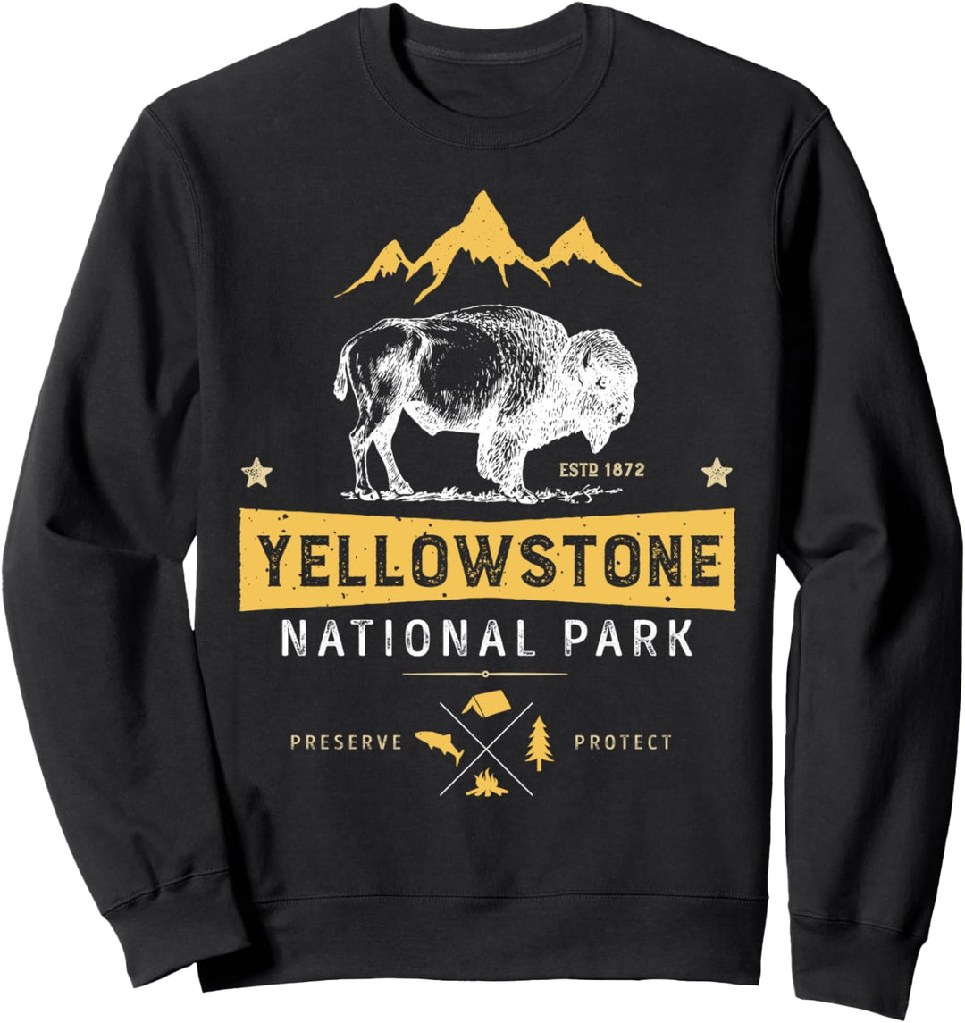 Yellowstone National Park T-Shirt US Bison Buffalo Vintage Sweatshirt